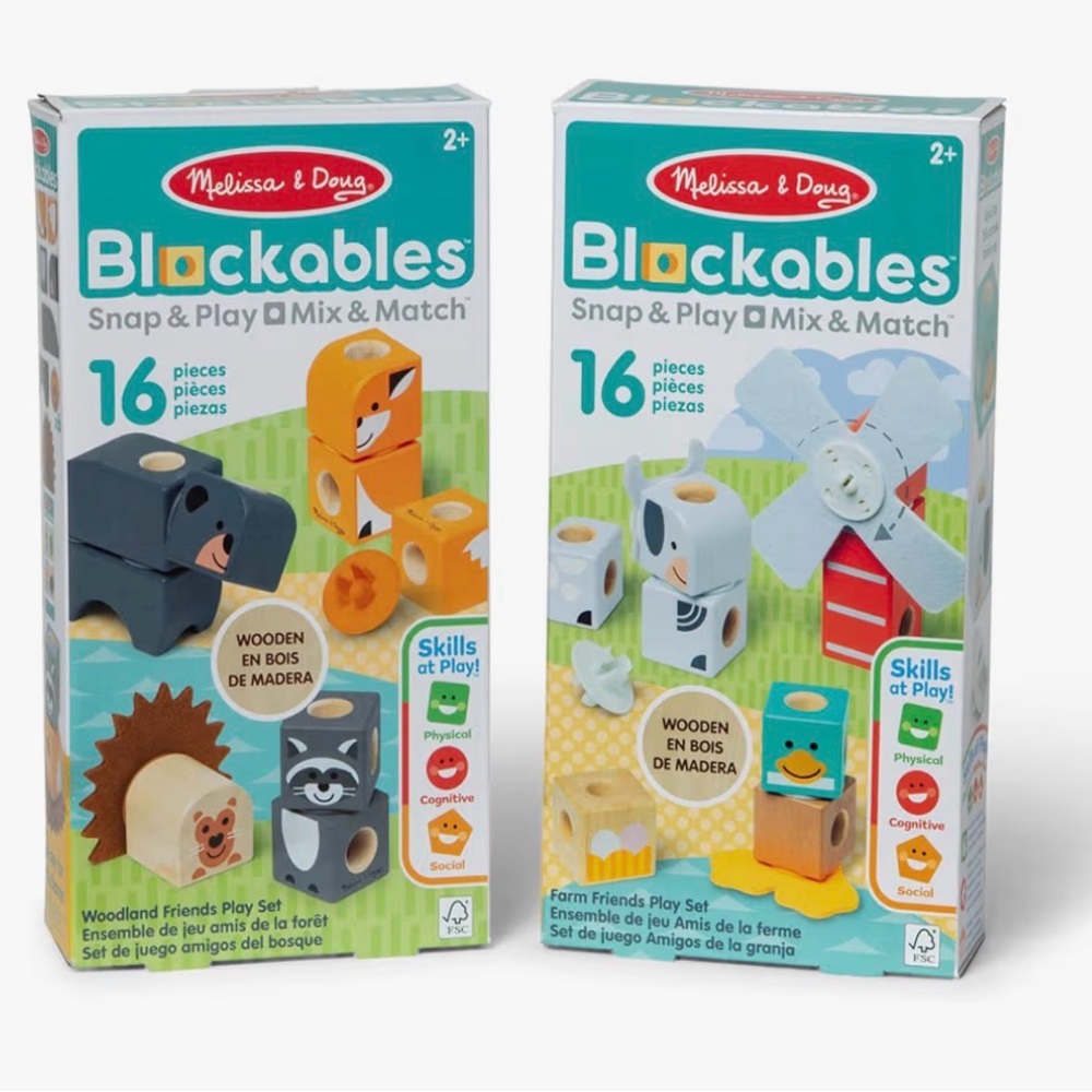 Melissa & Doug Blockables Mix & Match Set - Blue, Gray, White